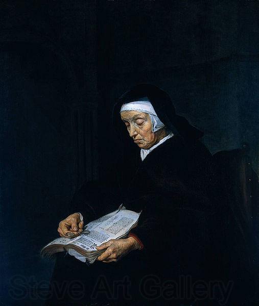 Gabriel Metsu Old Woman Meditating. Norge oil painting art